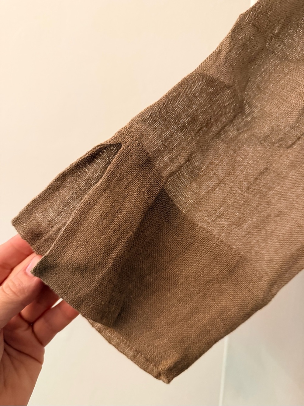 Eileen Fisher Women's Taupe Linen-Gauze Button-Front Shirt Dress - Picture 5 of 6